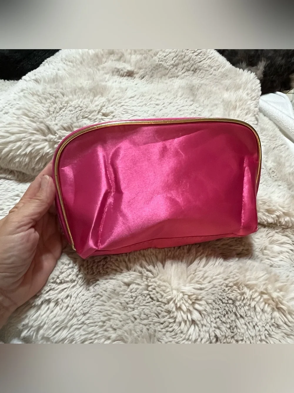 Pink Satin Travel Cosmetic Pouch - Unbranded 02-15